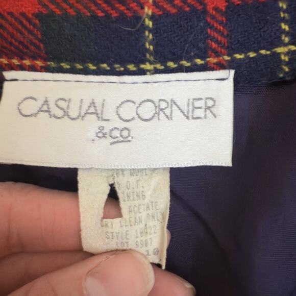 Vintage Casual Corner Womens Skirt 10 Black Red Plaid Wool Blend Academia Y2K 90 - Picture 7 of 9